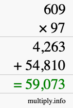 How to calculate 609 times 97 using long multiplication