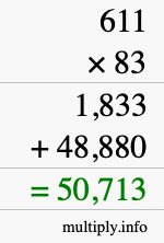 How to calculate 611 times 83 using long multiplication