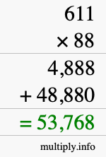 How to calculate 611 times 88 using long multiplication