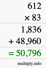 How to calculate 612 times 83 using long multiplication