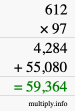 How to calculate 612 times 97 using long multiplication