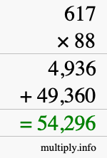How to calculate 617 times 88 using long multiplication