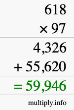 How to calculate 618 times 97 using long multiplication