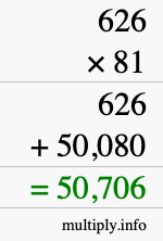 How to calculate 626 times 81 using long multiplication How to calculate 626 times 81 using long multiplication