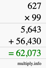 How to calculate 627 times 99 using long multiplication How to calculate 627 times 99 using long multiplication