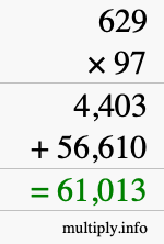 How to calculate 629 times 97 using long multiplication
