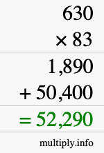 How to calculate 630 times 83 using long multiplication