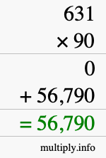 How to calculate 631 times 90 using long multiplication How to calculate 631 times 90 using long multiplication