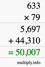 How to calculate 633 times 79 using long multiplication