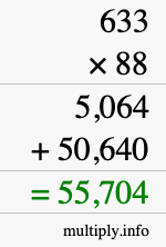 How to calculate 633 times 88 using long multiplication