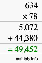 How to calculate 634 times 78 using long multiplication
