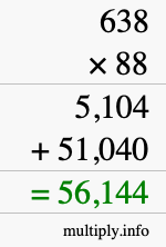 How to calculate 638 times 88 using long multiplication