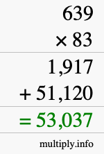 How to calculate 639 times 83 using long multiplication