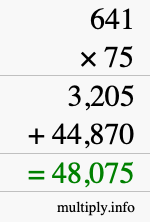 How to calculate 641 times 75 using long multiplication