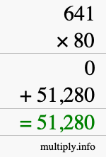 How to calculate 641 times 80 using long multiplication