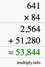 How to calculate 641 times 84 using long multiplication