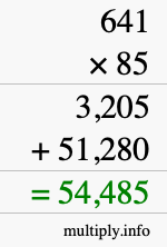 How to calculate 641 times 85 using long multiplication How to calculate 641 times 85 using long multiplication
