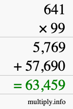 How to calculate 641 times 99 using long multiplication How to calculate 641 times 99 using long multiplication
