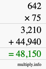 How to calculate 642 times 75 using long multiplication