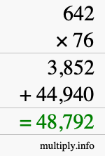 How to calculate 642 times 76 using long multiplication