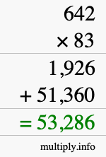 How to calculate 642 times 83 using long multiplication