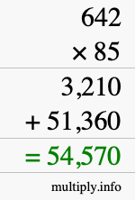 How to calculate 642 times 85 using long multiplication How to calculate 642 times 85 using long multiplication