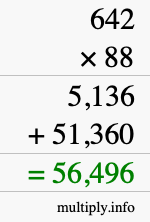 How to calculate 642 times 88 using long multiplication
