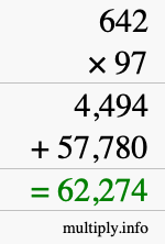 How to calculate 642 times 97 using long multiplication