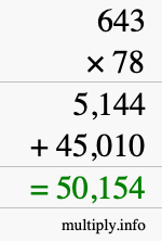 How to calculate 643 times 78 using long multiplication