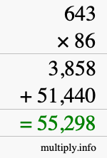 How to calculate 643 times 86 using long multiplication
