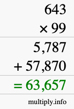 How to calculate 643 times 99 using long multiplication How to calculate 643 times 99 using long multiplication