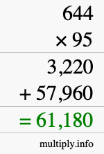 How to calculate 644 times 95 using long multiplication