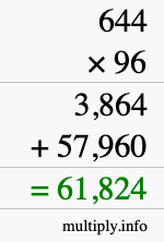 How to calculate 644 times 96 using long multiplication