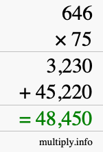 How to calculate 646 times 75 using long multiplication