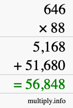 How to calculate 646 times 88 using long multiplication