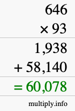How to calculate 646 times 93 using long multiplication