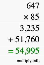 How to calculate 647 times 85 using long multiplication How to calculate 647 times 85 using long multiplication