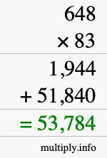 How to calculate 648 times 83 using long multiplication
