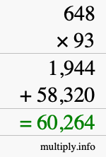 How to calculate 648 times 93 using long multiplication