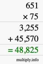 How to calculate 651 times 75 using long multiplication