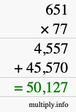 How to calculate 651 times 77 using long multiplication