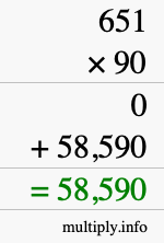 How to calculate 651 times 90 using long multiplication How to calculate 651 times 90 using long multiplication