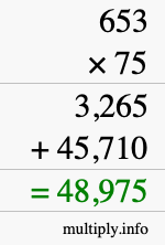 How to calculate 653 times 75 using long multiplication
