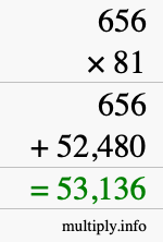 How to calculate 656 times 81 using long multiplication