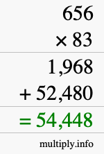 How to calculate 656 times 83 using long multiplication