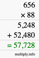How to calculate 656 times 88 using long multiplication