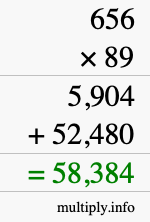 How to calculate 656 times 89 using long multiplication