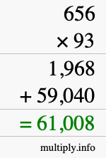How to calculate 656 times 93 using long multiplication