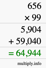 How to calculate 656 times 99 using long multiplication