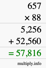 How to calculate 657 times 88 using long multiplication